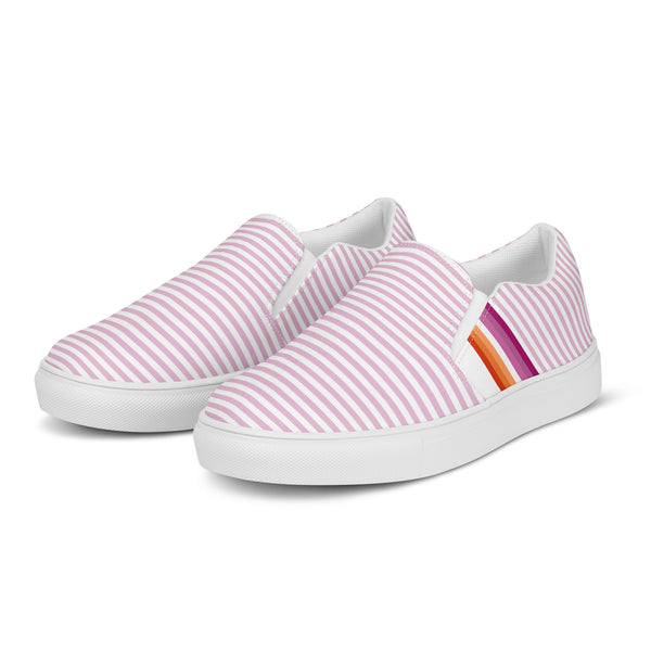 Pinstriped Lesbian Pride Pink Slip-On Shoes