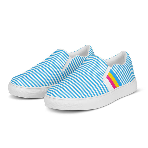 Pinstriped Pansexual Pride Blue Slip-On Shoes