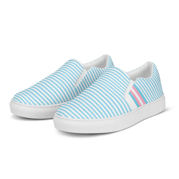 Pinstriped Transgender Pride Blue Slip-On Shoes