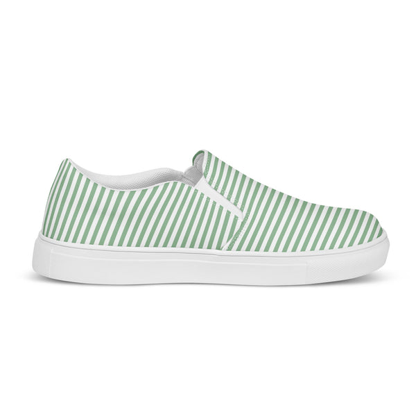 Pinstriped Agender Pride Green Slip-On Shoes