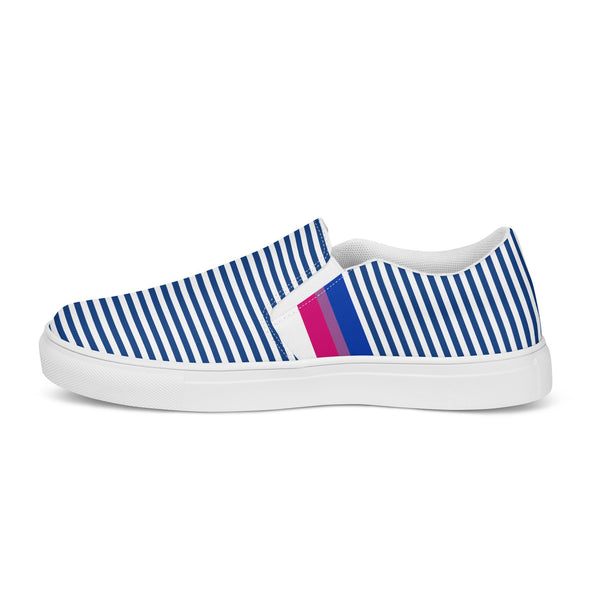 Pinstriped Bisexual Pride Blue Slip-On Shoes