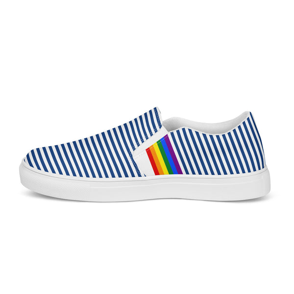 Pinstriped Gay Pride Blue Slip-On Shoes