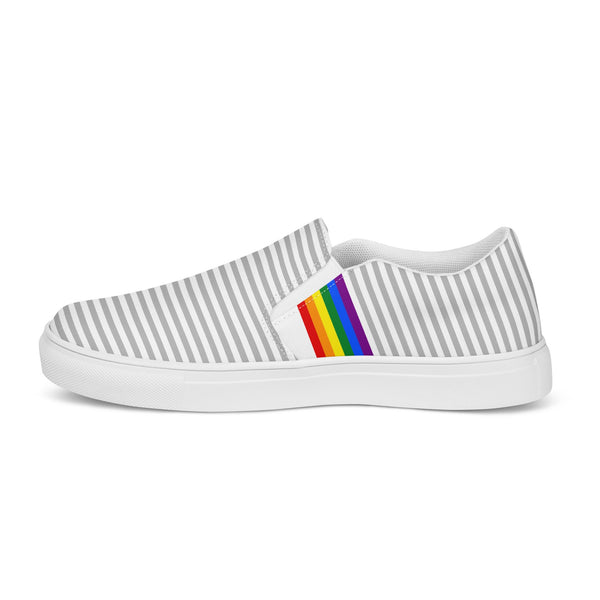 Pinstriped Gay Pride Gray Slip-On Shoes