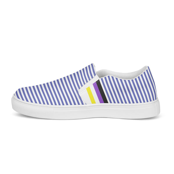 Pinstriped Non-Binary Pride Blue Slip-On Shoes