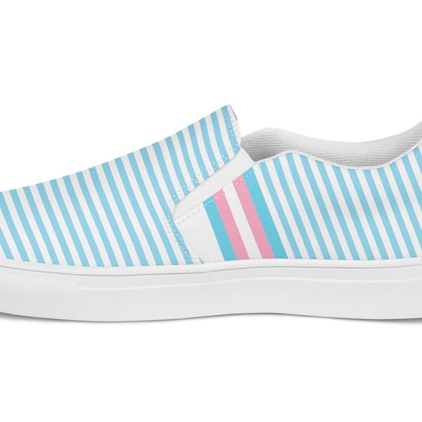 Pinstriped Transgender Pride Blue Slip-On Shoes