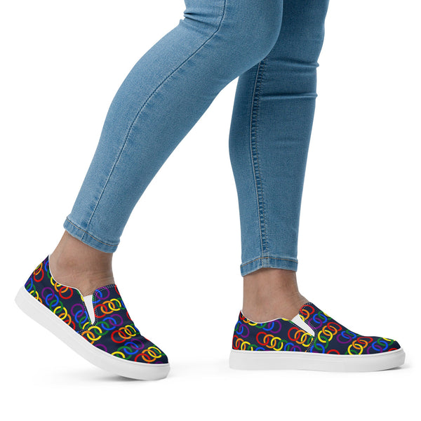 Gay Pride Classic Navy Slip-On Shoes