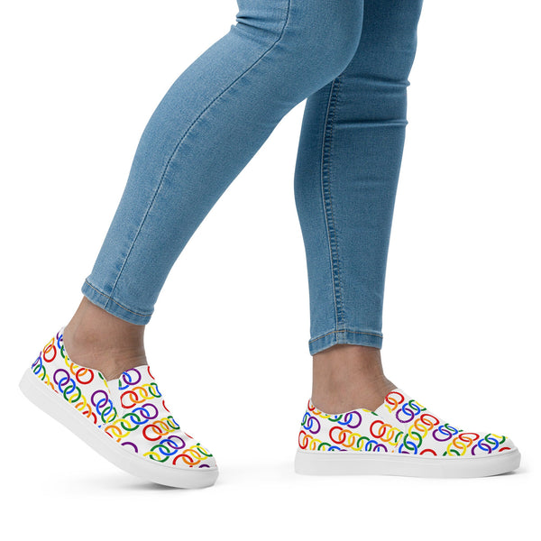 Gay Pride Classic White Slip-On Shoes