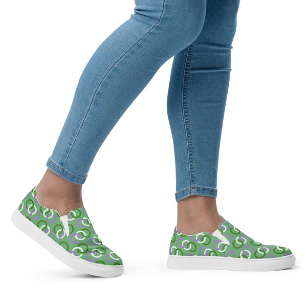 Genderqueer Pride Classic Green Slip-On Shoes