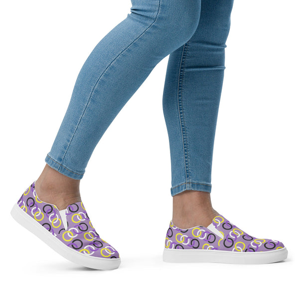 Non-Binary Pride Classic Purple Slip-On Shoes