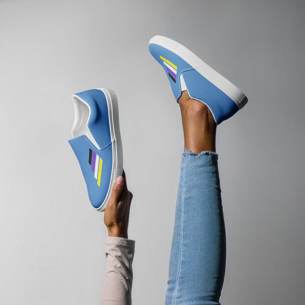 Non-Binary Pride Modern Blue Slip-On Shoes