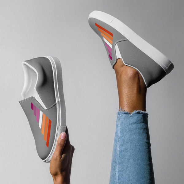 Lesbian Pride Modern Gray Slip-On Shoes