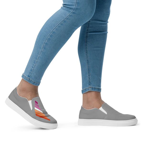 Lesbian Pride Modern Gray Slip-On Shoes