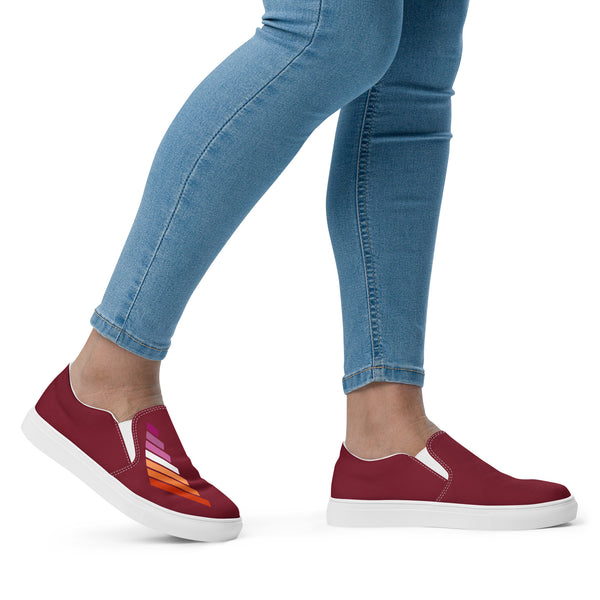 Lesbian Pride Modern Burgundy Slip-On Shoes