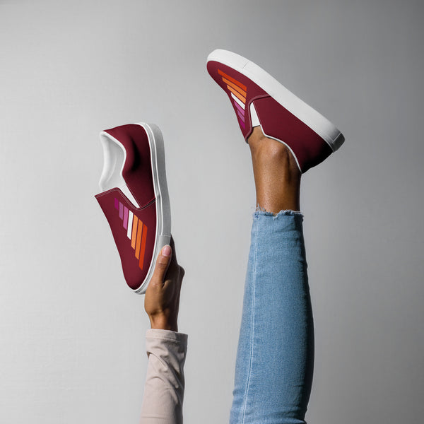 Lesbian Pride Modern Burgundy Slip-On Shoes