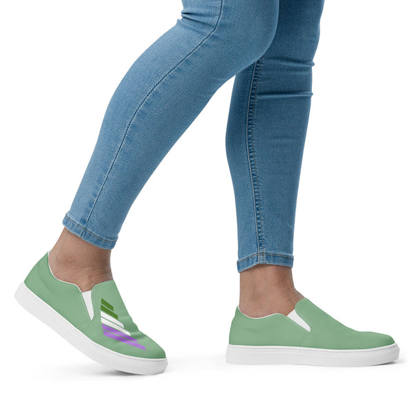 Genderqueer Pride Modern Green Slip-On Shoes