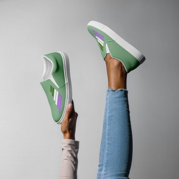 Genderqueer Pride Modern Green Slip-On Shoes