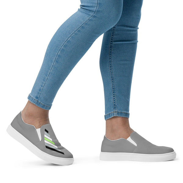 Agender Pride Modern Gray Slip-On Shoes