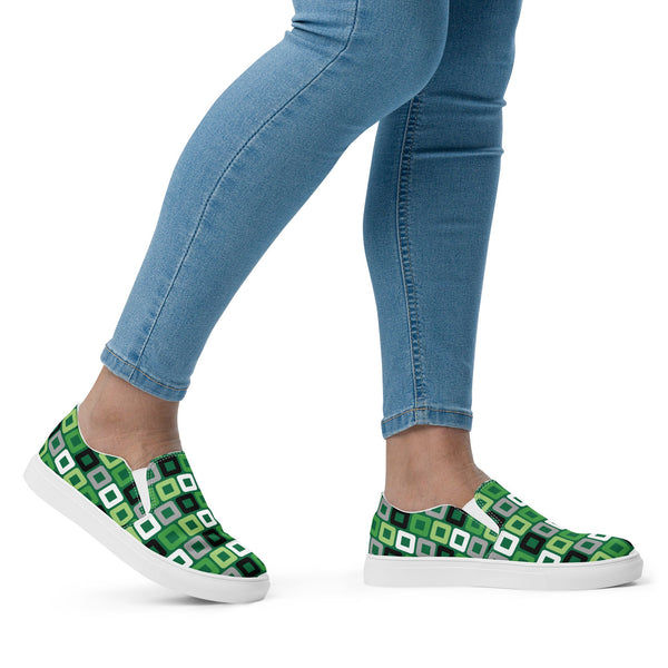 Aromantic Pride Casual Green Slip-On Shoes