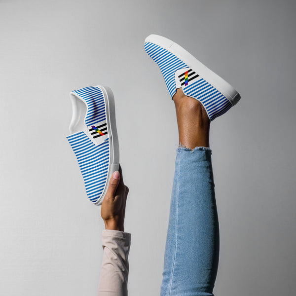 Pinstriped Ally Pride Blue Slip-On Shoes