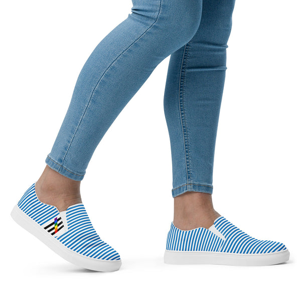 Pinstriped Ally Pride Blue Slip-On Shoes