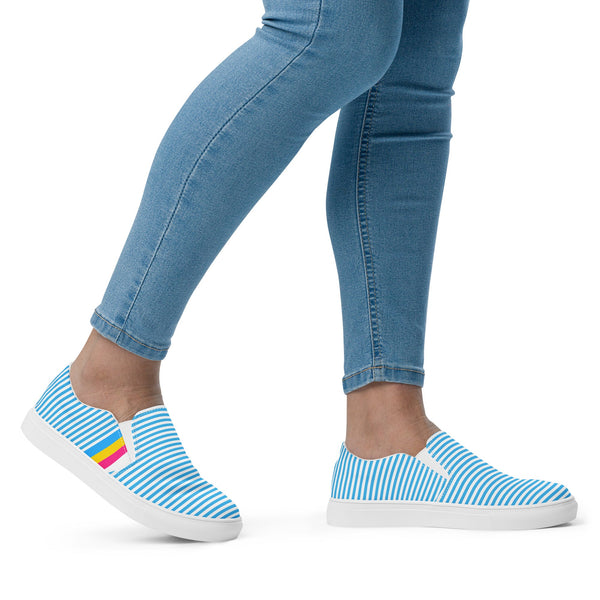 Pinstriped Pansexual Pride Blue Slip-On Shoes