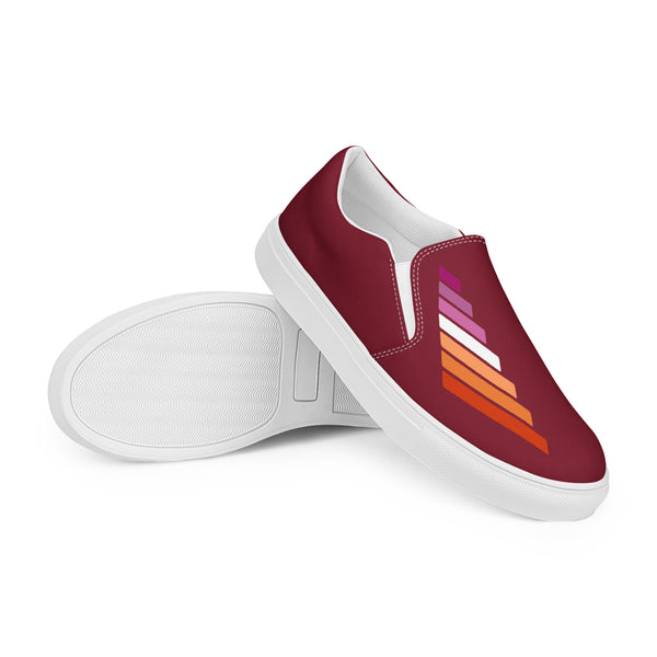 Lesbian Pride Modern Burgundy Slip-On Shoes