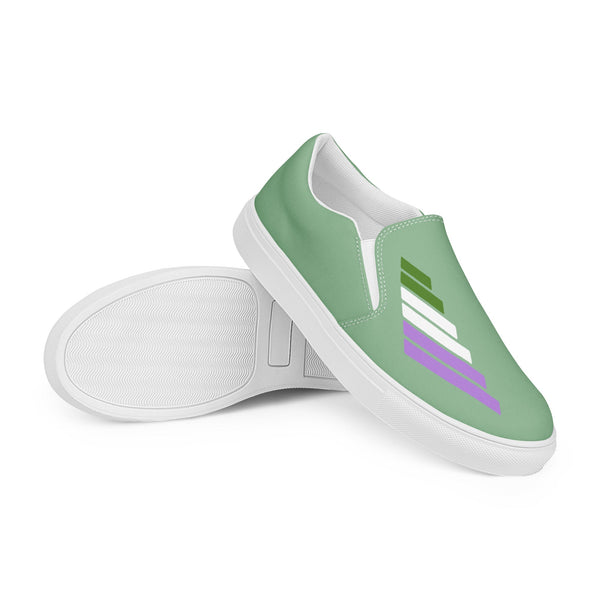 Genderqueer Pride Modern Green Slip-On Shoes