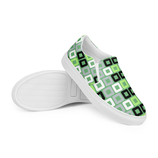 Agender Pride Casual Green Slip-On Shoes