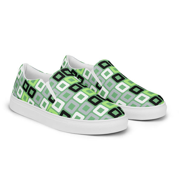 Agender Pride Casual Green Slip-On Shoes