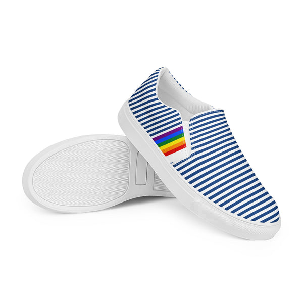 Pinstriped Gay Pride Blue Slip-On Shoes