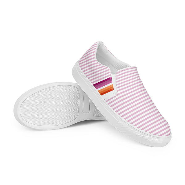 Pinstriped Lesbian Pride Pink Slip-On Shoes