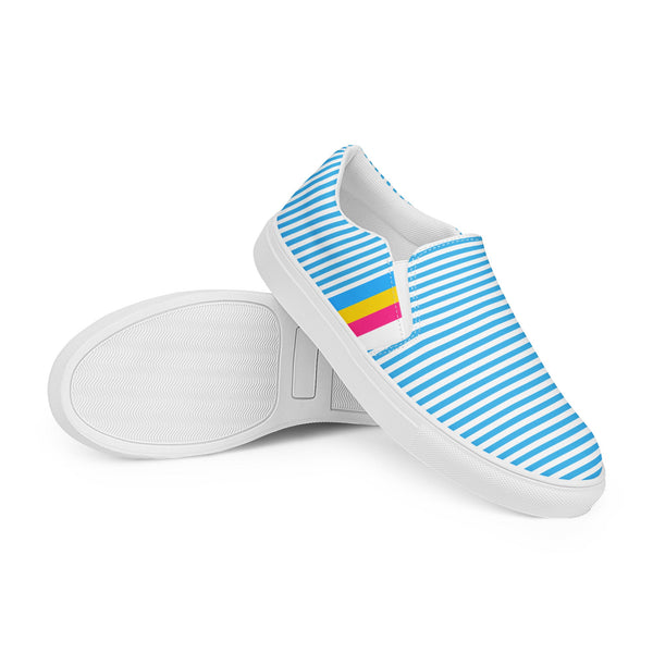 Pinstriped Pansexual Pride Blue Slip-On Shoes