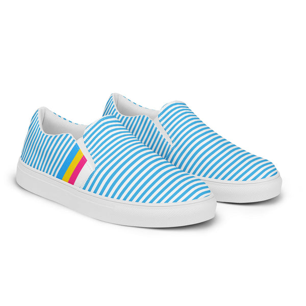 Pinstriped Pansexual Pride Blue Slip-On Shoes