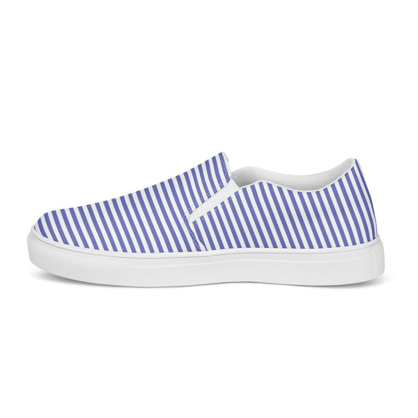 Pinstriped Non-Binary Pride Blue Slip-On Shoes