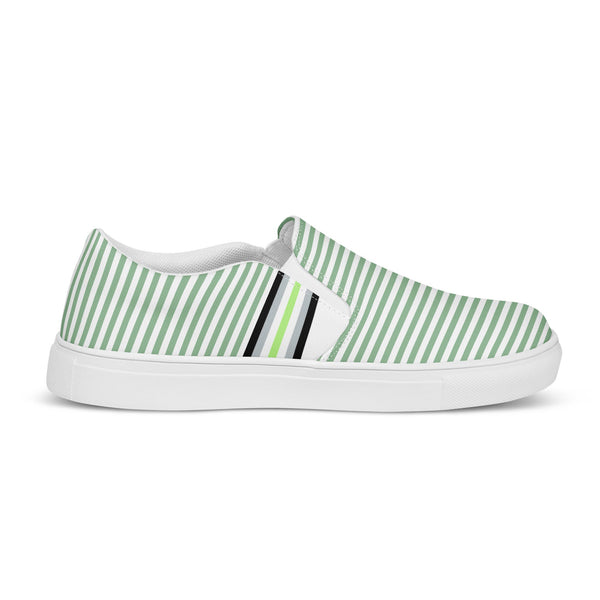 Pinstriped Agender Pride Green Slip-On Shoes