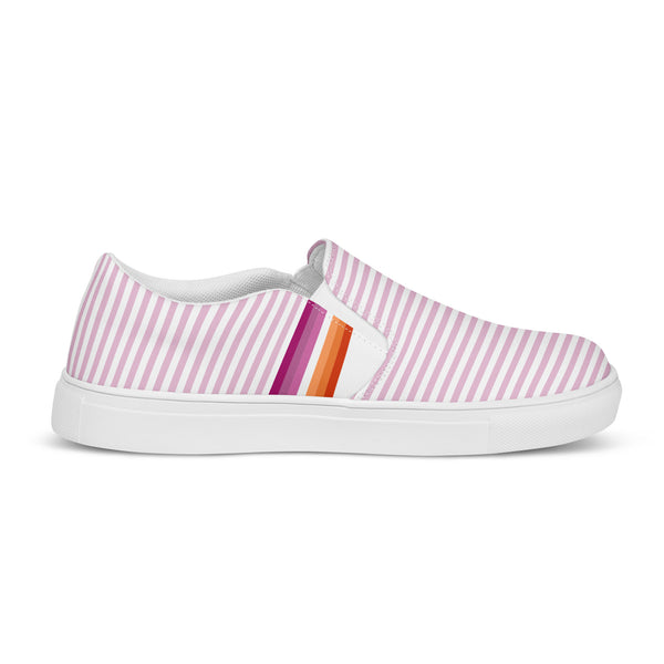 Pinstriped Lesbian Pride Pink Slip-On Shoes