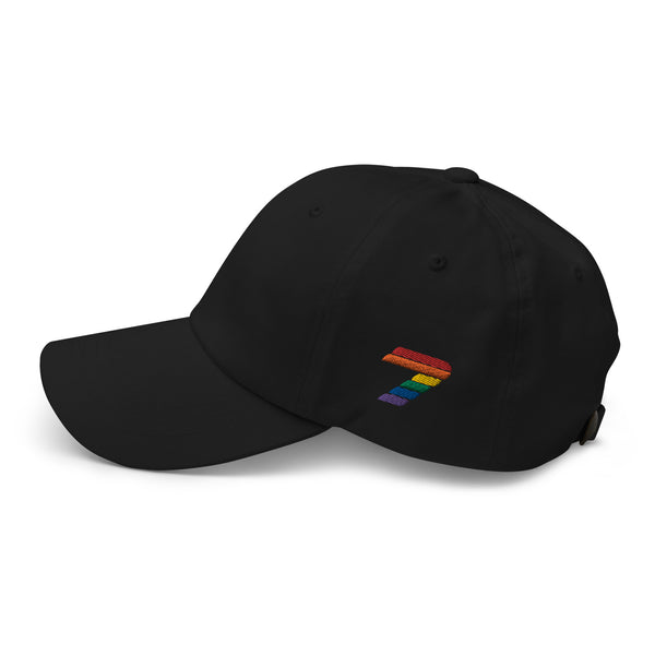 7 Gay Pride 7 on Left Side Rainbow Colors Embroidered Unisex Baseball Hat