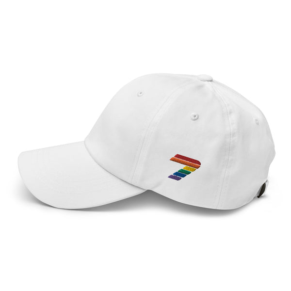7 Gay Pride 7 on Left Side Rainbow Colors Embroidered Unisex Baseball Hat
