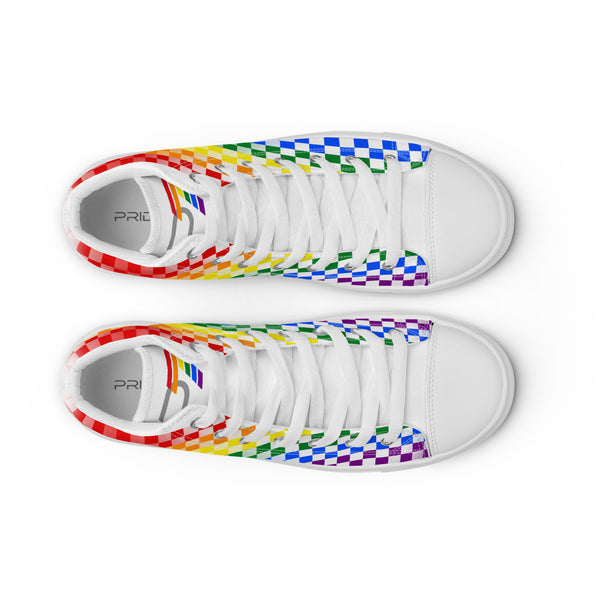 Gay Rainbow Colors Checkers Pride 7 High Top Men's Shoes