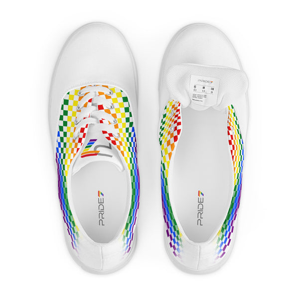 Gay Rainbow Colors Checkers Pride 7 Lace-up Men's Shoes