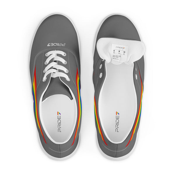 Gay Pride 7 Rainbow Stripes Gray Lace-up Men's Shoes