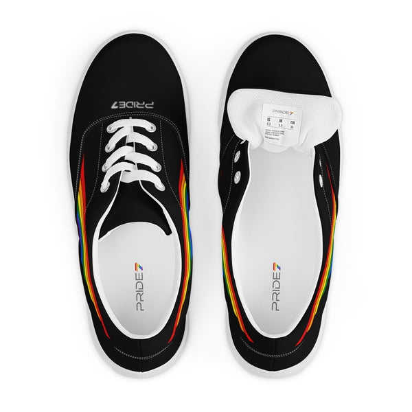Gay Pride 7 Rainbow Stripes Black Lace-up Men's Shoes
