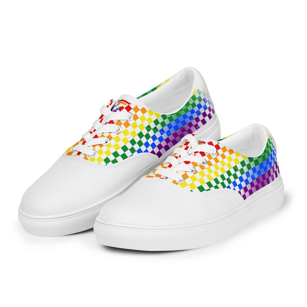 Gay Rainbow Colors Checkers Pride 7 Lace-up Men's Shoes
