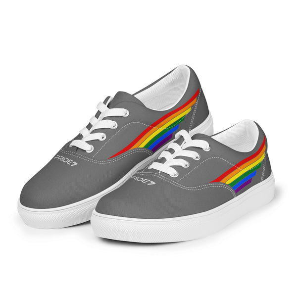 Gay Pride 7 Rainbow Stripes Gray Lace-up Men's Shoes