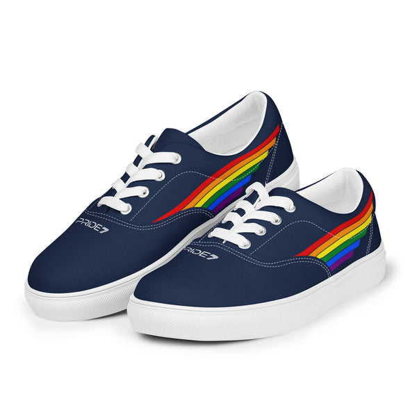 Gay Pride 7 Rainbow Stripes Navy Lace-up Men's Shoes