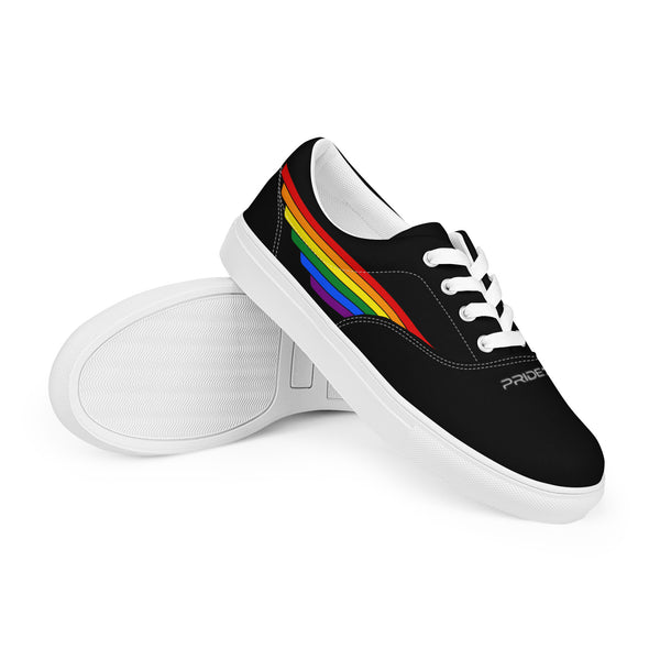 Gay Pride 7 Rainbow Stripes Black Lace-up Men's Shoes