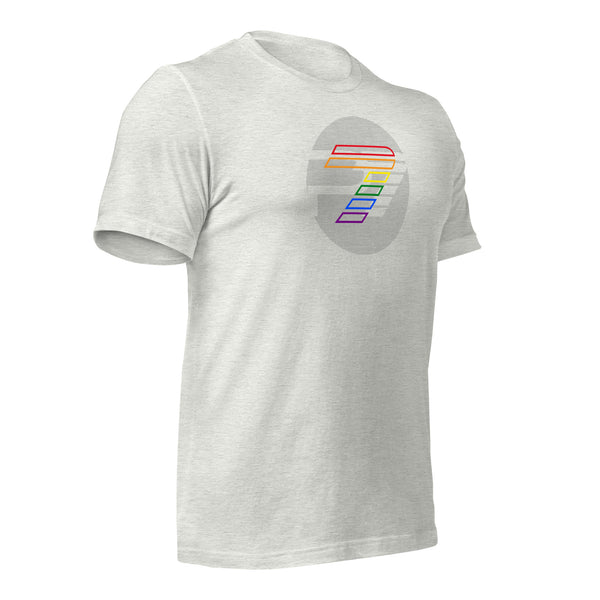 Gay Pride Colors P7 Gray Circle Logo Unisex T-shirt