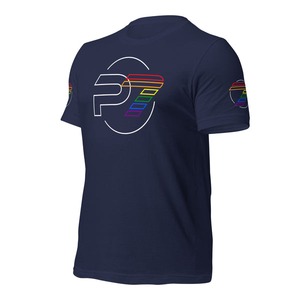 Gay Pride P7 White Circle Outline Logo Unisex T-shirt