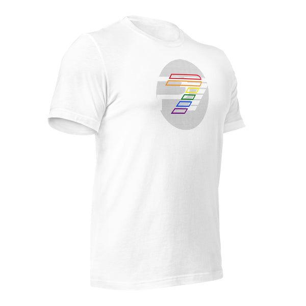 Gay Pride Colors P7 Gray Circle Logo Unisex T-shirt