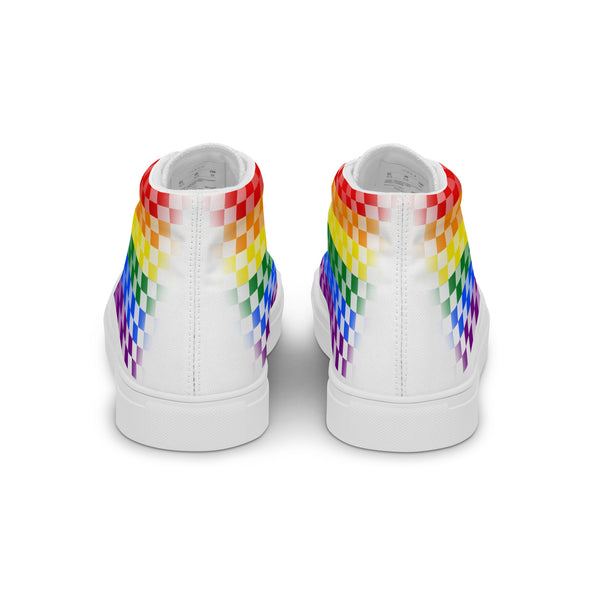 Gay Rainbow Colors Checkers Pride 7 High Top Women's Shoes